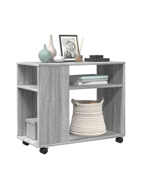 Rectangular Side Wooden Coffee Table with Gray Sonoma Wheels W70xL35xH60cm