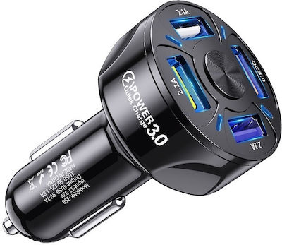 Car Charger Black Total Intensity 3.1A Fast Charging with Ports: 4xUSB