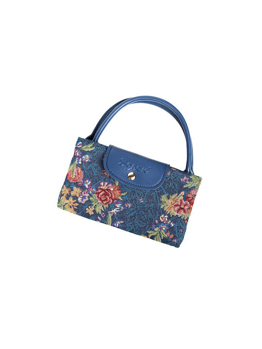 Signare Flower Meadow Blue Γυναικεία Τσάντα Shopper Ώμου Μπλε