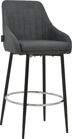 Scaune Bar cu spătar Tapițat cu Țesătură Patrin Anthracite, Black Shade 49x48x43buc