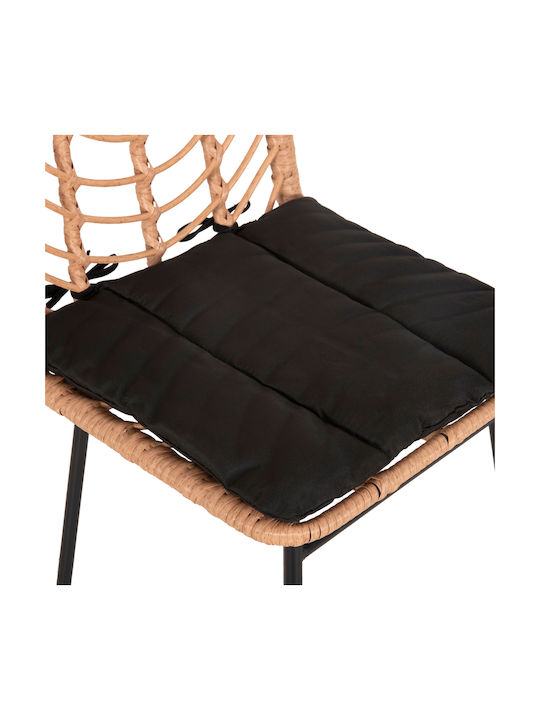 Hocker für Bar Für den Außenbereich Rattan Gerald mit Kissen Black, Beige 1Stück 49x50x101cm
