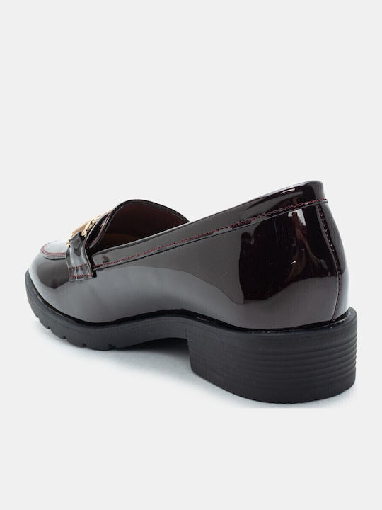 Лачени Дамски Loafers в Бордо Цвят
