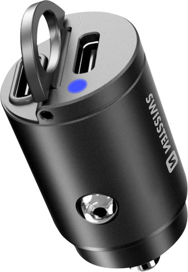 Auto-Ladegerät 30W Dual USB-C Port Power Delivery Kompakt Swissten Schwarz