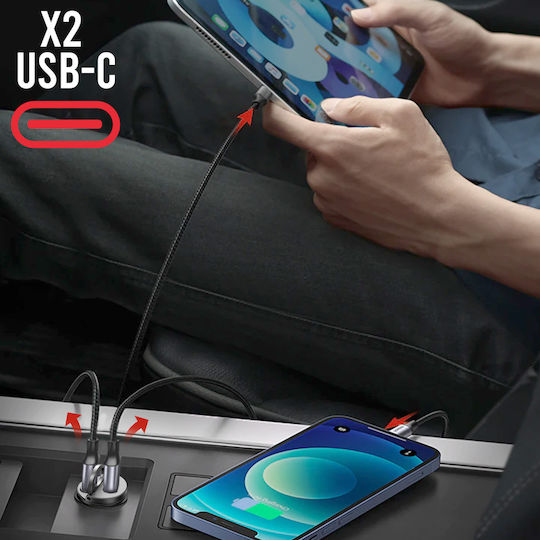 Auto-Ladegerät 30W Dual USB-C Port Power Delivery Kompakt Swissten Schwarz