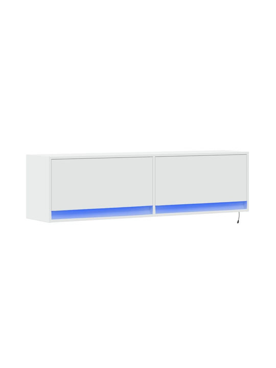 Stand TV Alb Cu Iluminare LED L140xA31xÎ38cm