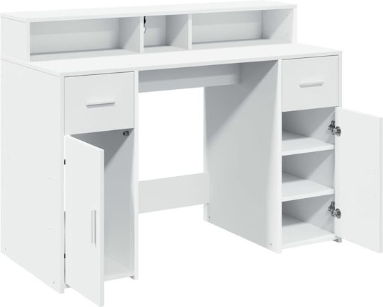 Γραφείο Ξύλινο Λευκό με LED & USB θύρες 120x55x91εκ.