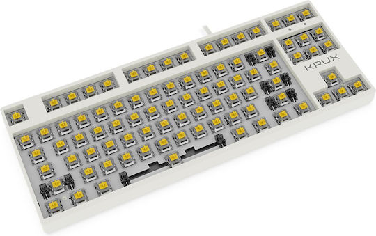 Krux PRO RGB Гейминг Механична Клавиатура с Gateron Yellow Превключватели и RGB Осветление Английски (САЩ) Бяла