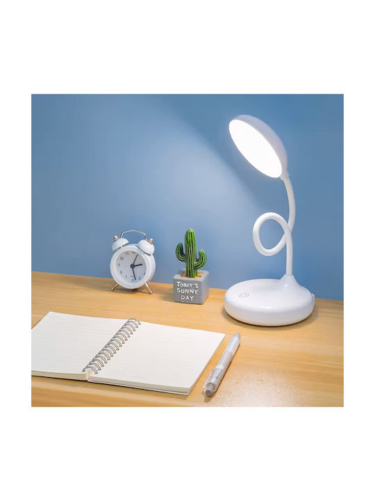 Keskor Rechargeable LED Office Lamp with Flexible Arm in White Color