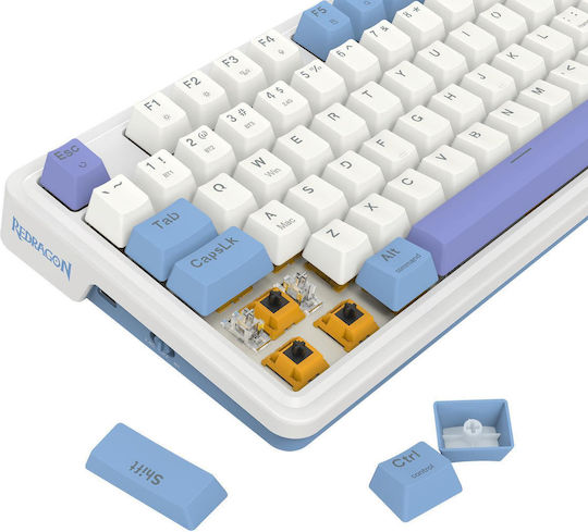 Redragon K664WBP-RGB-PRO Ασύρματο Gaming Μηχανικό Πληκτρολόγιο με Cherry MX Red διακόπτες και RGB φωτισμό (Αγγλικό US) Λευκό