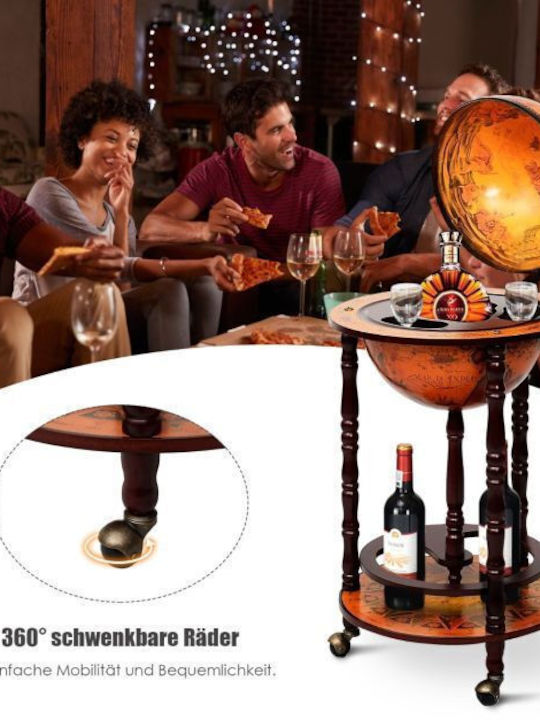 Wooden Globe Bar Wine Cabinet 88 Cm X 45 Cm X 45 Cm Costway Hw47195