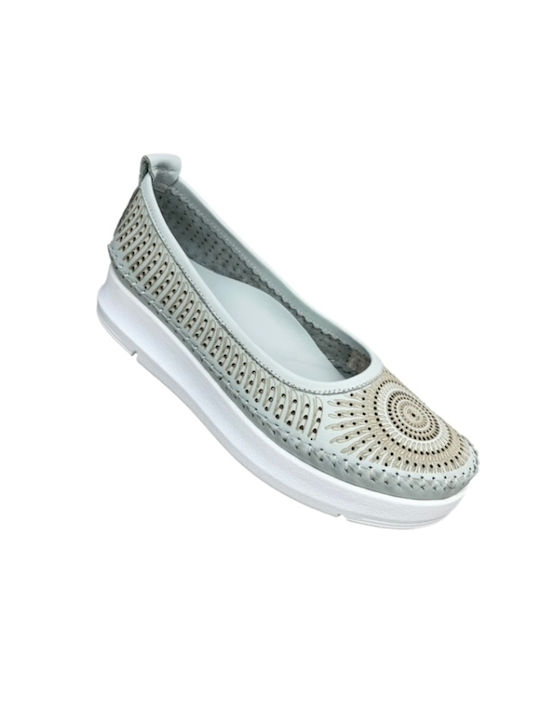 Smart Steps Lederne Damen Ballerinas ΣΙΕΛ/LIGHT