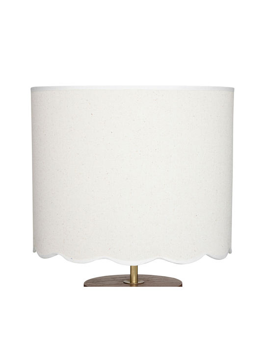 Atmosphera Wood Table Lamp for Socket E27 with White Shade and Brown Base