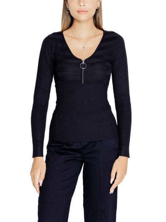 Morgan Winter Women's Blouse Long Sleeve with V Neckline Black