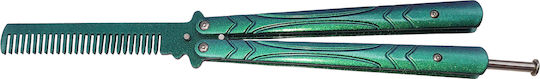 Idealstore Cuțit Fluture de Antrenament Tip Pieptene Warrior Pace 23.5 Cm Verde
