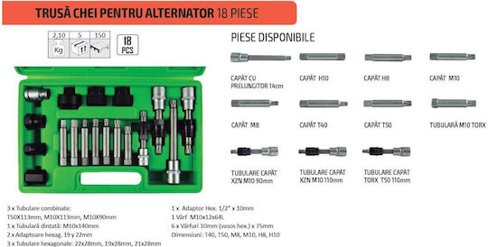 JBM Set Unelte Manuale Pentru Mașini Fulie Alternator 18 Bucăți