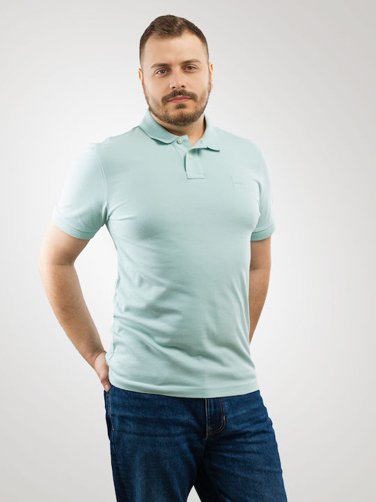 Men's Blouses Polo Short Sleeve Turquoise