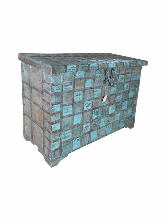 Alexandra House Living Trunks Blue Iron Acacia Wood Mango Wood 46 X 86 X 130 Cm