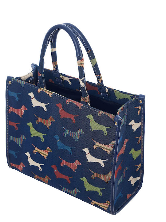 Signare Dachshund Damen Tasche Hand Blau