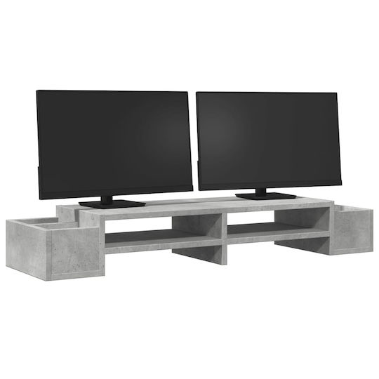 vidaXL Stand Desk Mounted for 2 Monitors Concrete Gray (854691)