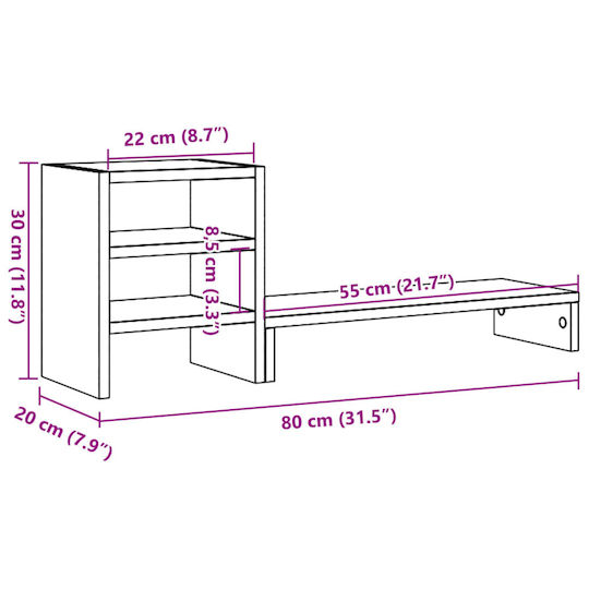 vidaXL Ständer Auf dem Schreibtisch Bildschirm Alte Holzoptik Braun (854740)