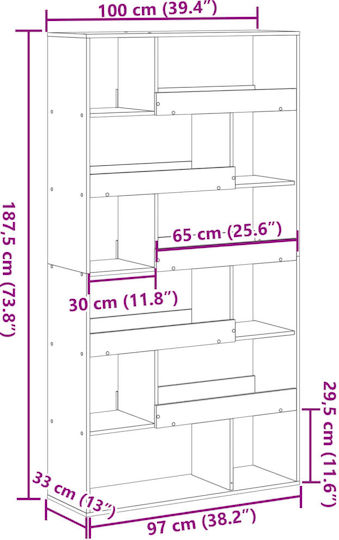 Βιβλιοθήκη Λευκό 100x33x187.5εκ.