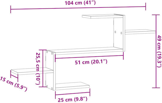 Wandregal Braune 104x15x49cm