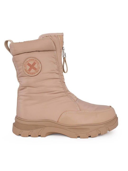 Xti Kids PU Leather Boots with Zipper Beige