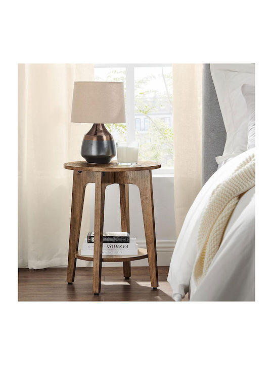 Round Side Table Wooden Beige L40xW40xH50cm.