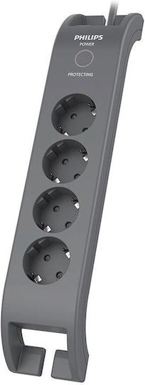 Philips Πολύπριζο 4 Θέσεων με Διακόπτη και Καλώδιο 2m