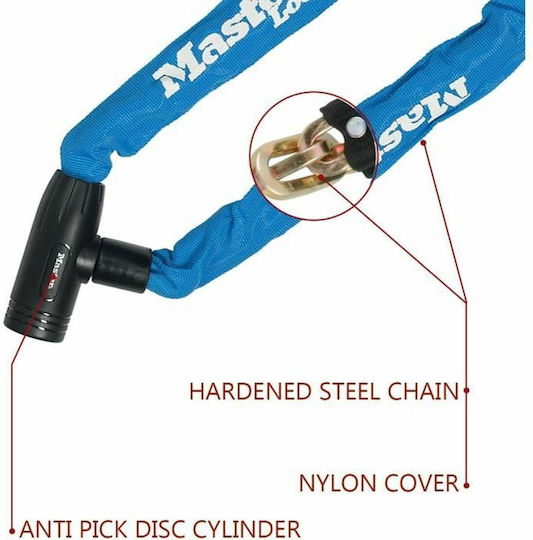 Master Lock Motorcycle Anti-Theft Chain with Lock in Blue