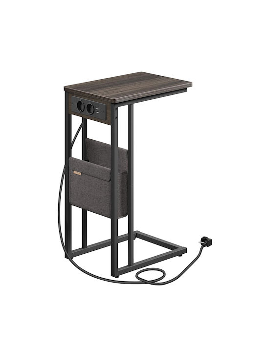 Side Table with Built-in Outlets & USB 40x30x62 Vasagle LET356K02 Wood Metal