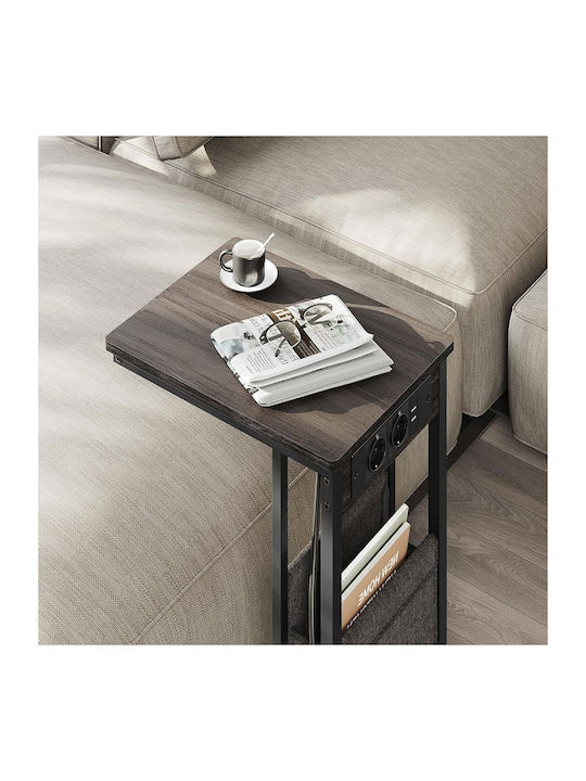 Side Table with Built-in Outlets & USB 40x30x62 Vasagle LET356K02 Wood Metal