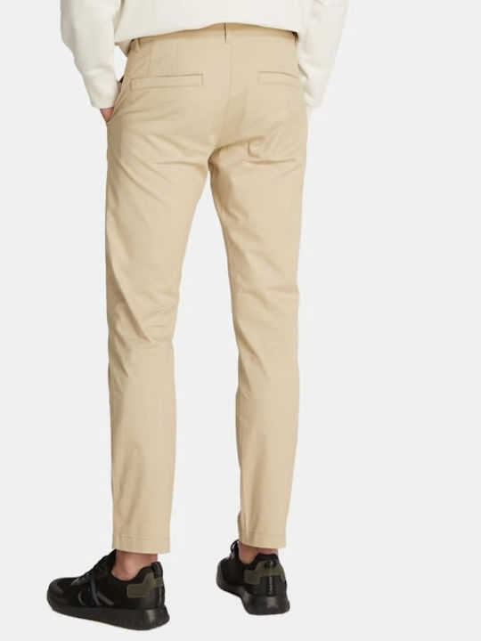 Trousers Chino Elastic in Slim Fit Pale Khaki