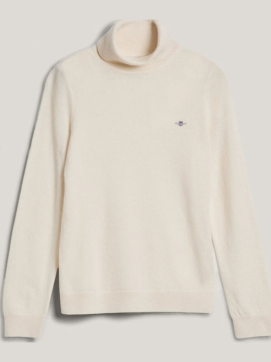Women's Long Sleeve Sweater Woolen Turtleneck Cream