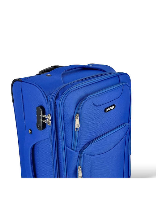 Playbags Голям Куфар За Пътуване Текстилен Син Електрически С 4 Колела Височина 75 См