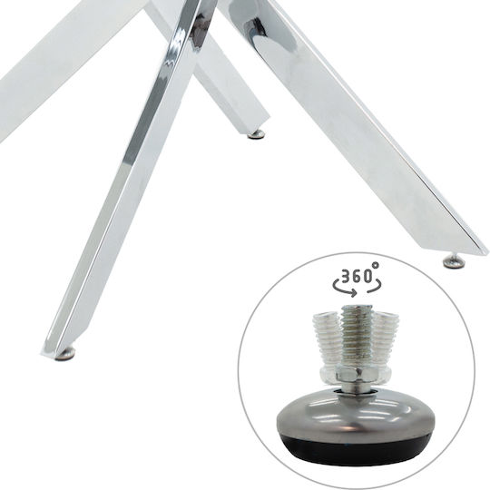 Antoro Square Dining Room Table with Glass Surface 80x80x75cm