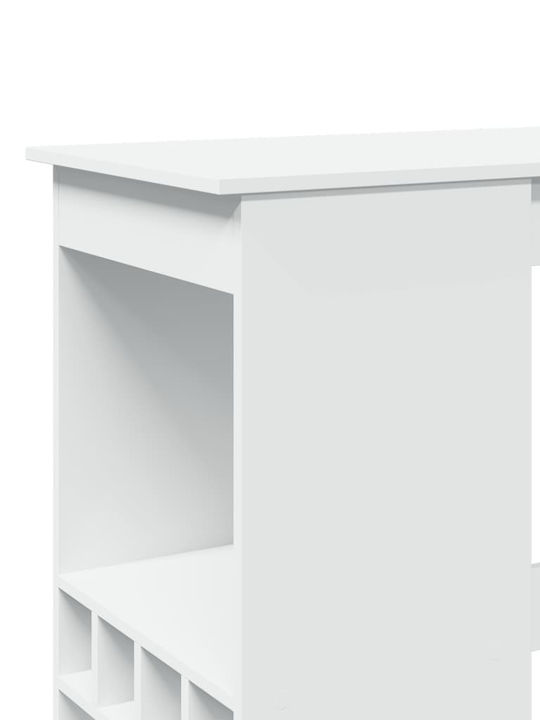 Vidaxl Τραπέζι Μπαρ Ράφια Λευκό 90x47,5x103,5cm Επεξεργ Ξύλο 1 Τεμ Λευκό