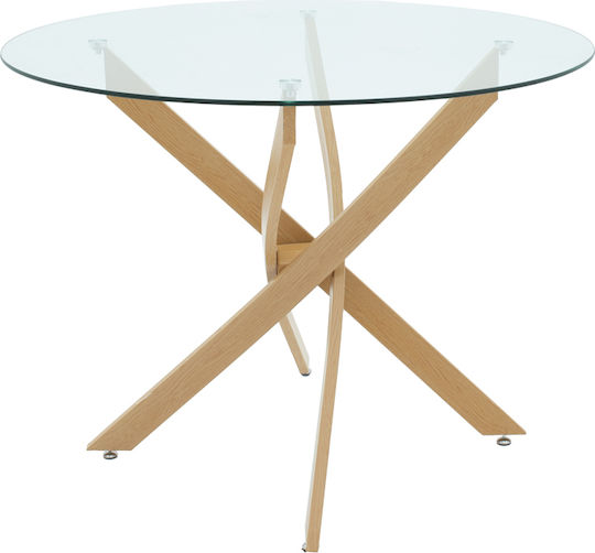 Antoro Table Dining Room with Glass Surface 100x100x75cm
