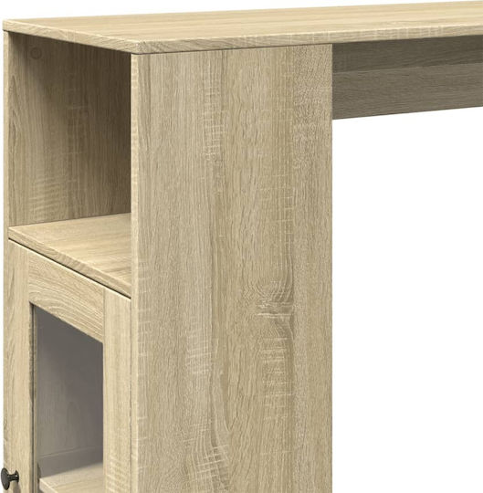 Vidaxl Бар Маса Рейки Сонома Дъб 101x40x103,5см Разтегателна Дърво 1 Бр Кафяв