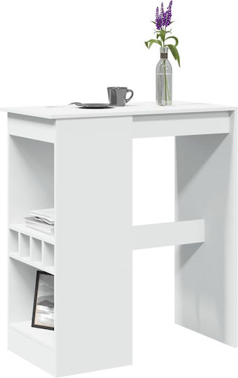 Vidaxl Τραπέζι Μπαρ Ράφια Λευκό 90x47,5x103,5cm Επεξεργ Ξύλο 1 Τεμ Λευκό