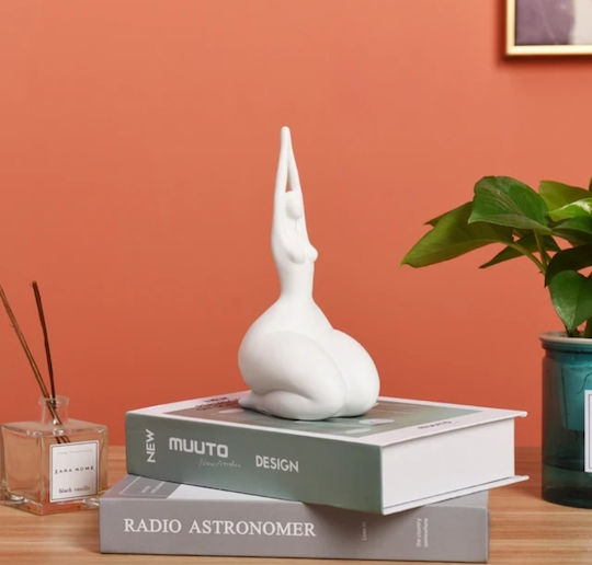Sculptură Decorativă din Ceramică Faena Femeie Plinuță Albă 19 cm