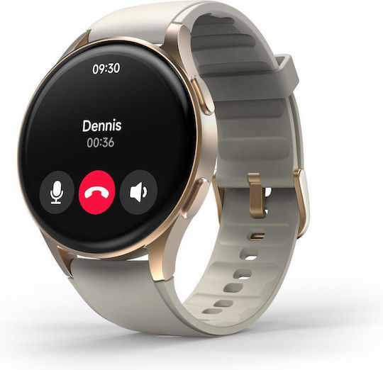 HAMA 8900 Aluminium 45mm Waterproof Smartwatch with Heart Rate Monitor (Gray-Gold)