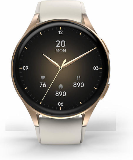 HAMA 8900 Aluminium 45mm Waterproof Smartwatch with Heart Rate Monitor (Gray-Gold)