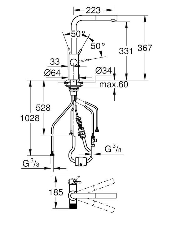 Grohe Pure Minta Robinete de chiuvetă Baterie de Bucătărie Bancă Albastră