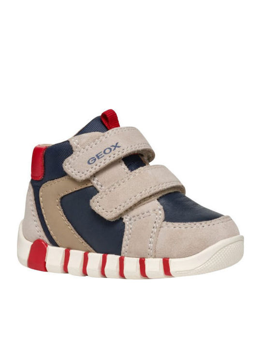Anatomical Leather Kids Boots with Velcro Beige