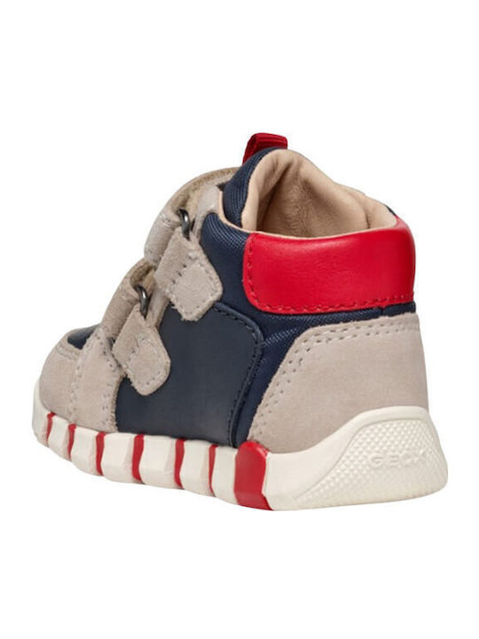 Anatomical Leather Kids Boots with Velcro Beige