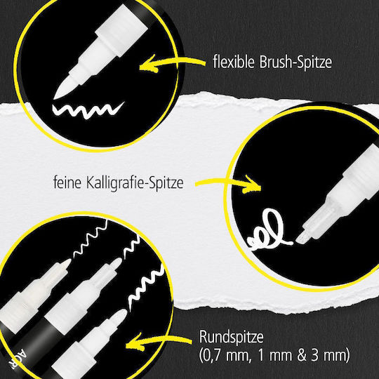 Online Ακρυλικοί Μαρκαδόροι Λευκό 0.7mm Σετ 5τμχ