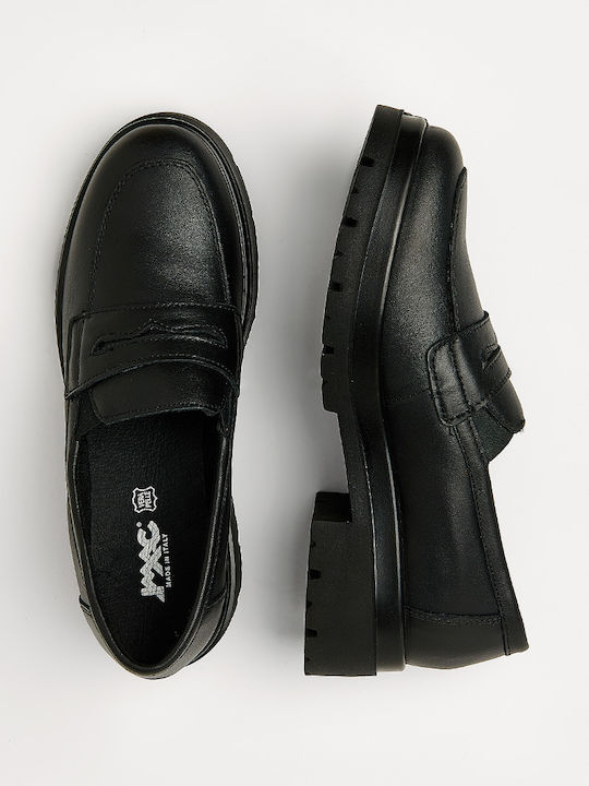 Leather Women's Moccasins in Black Color
