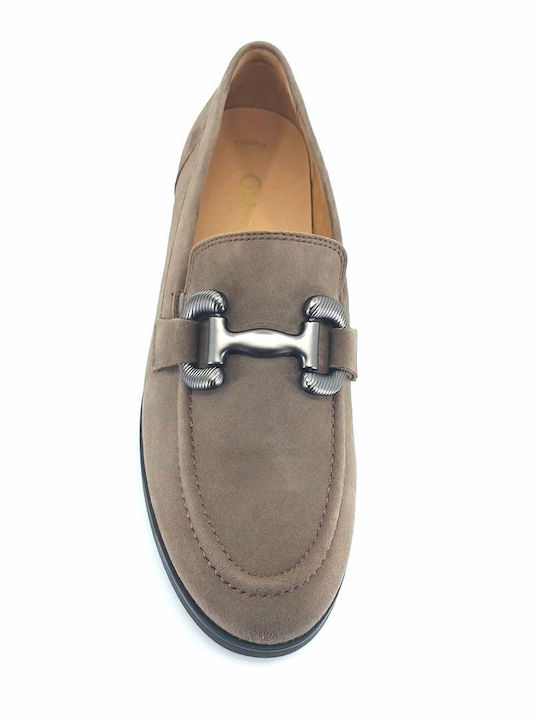 Δερμάτινα Γυναικεία Loafers σε Καφέ Χρώμα