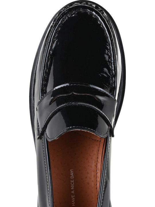 Leather Women's Moccasins in Black Color